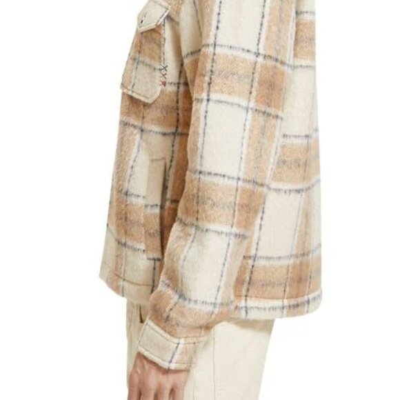 NEW SCOTCH & SODA Wool Blend Zip Thru Check Overshirt white/camel for men 864tn - Picture 9 of 9